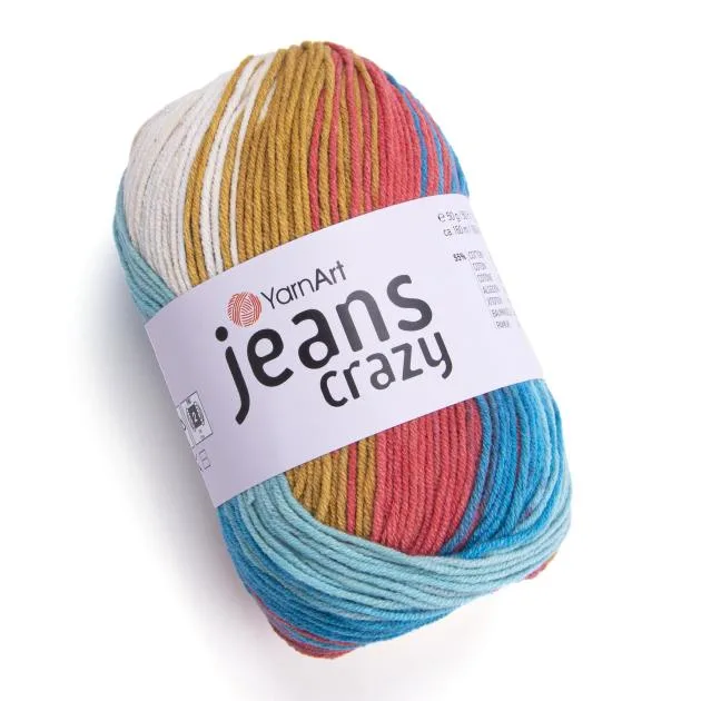 YarnArt Jeans Crazy Wolle 50g – weiches Garn aus 55% Baumwolle, 45% Polyacryl für Strick- und Häkelprojekte