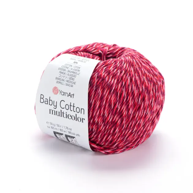 Yarnart Baby Cotton Multicolor Wolle 50G – Weiches Garn Aus 50% Polyacryl, 50% Baumwolle Für Strick- Und Häkelprojekte