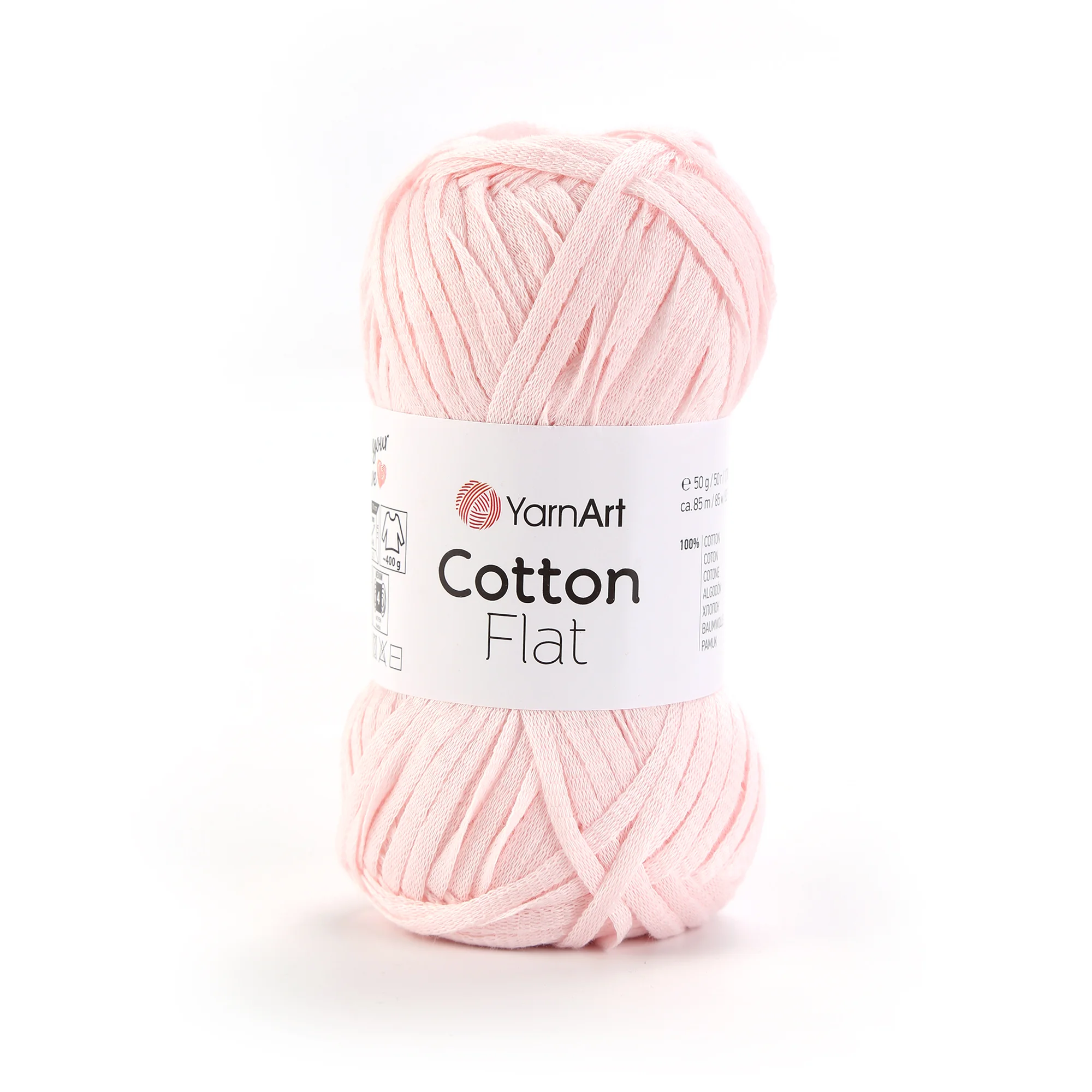 YarnArt Cotton Flat fil 50g – fil plat naturel 100 % coton pour projets de tricot et crochet estivaux